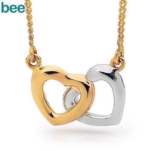 Image of Bee Jewelry Two Hearts 9 kt guld collier blank, model 65450